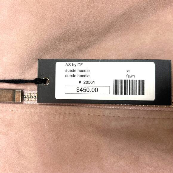 AS by DF Women’s XS Rose Pink Suede Zip Front Hoodie Designer Jacket Coat NEW - Picture 5 of 7